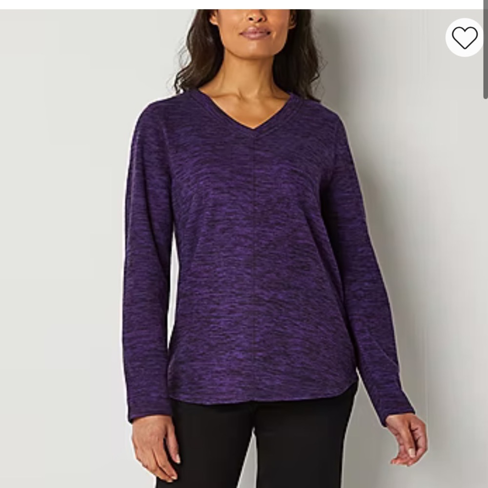 St. John's Bay Polar Fleece Womens V Neck Long Sleeve Sweatshirt nwt